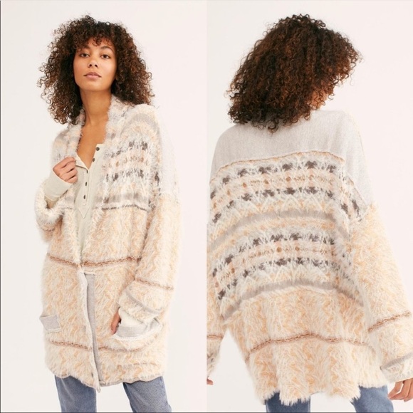 NWT Free People Pink and Grey Cardigan sz S - Picture 1 of 6